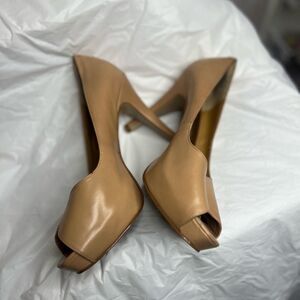 Nine West  Beige Cut Out Toe Pumps